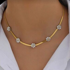 Gold Plated Stainless Steel Daisy Necklace